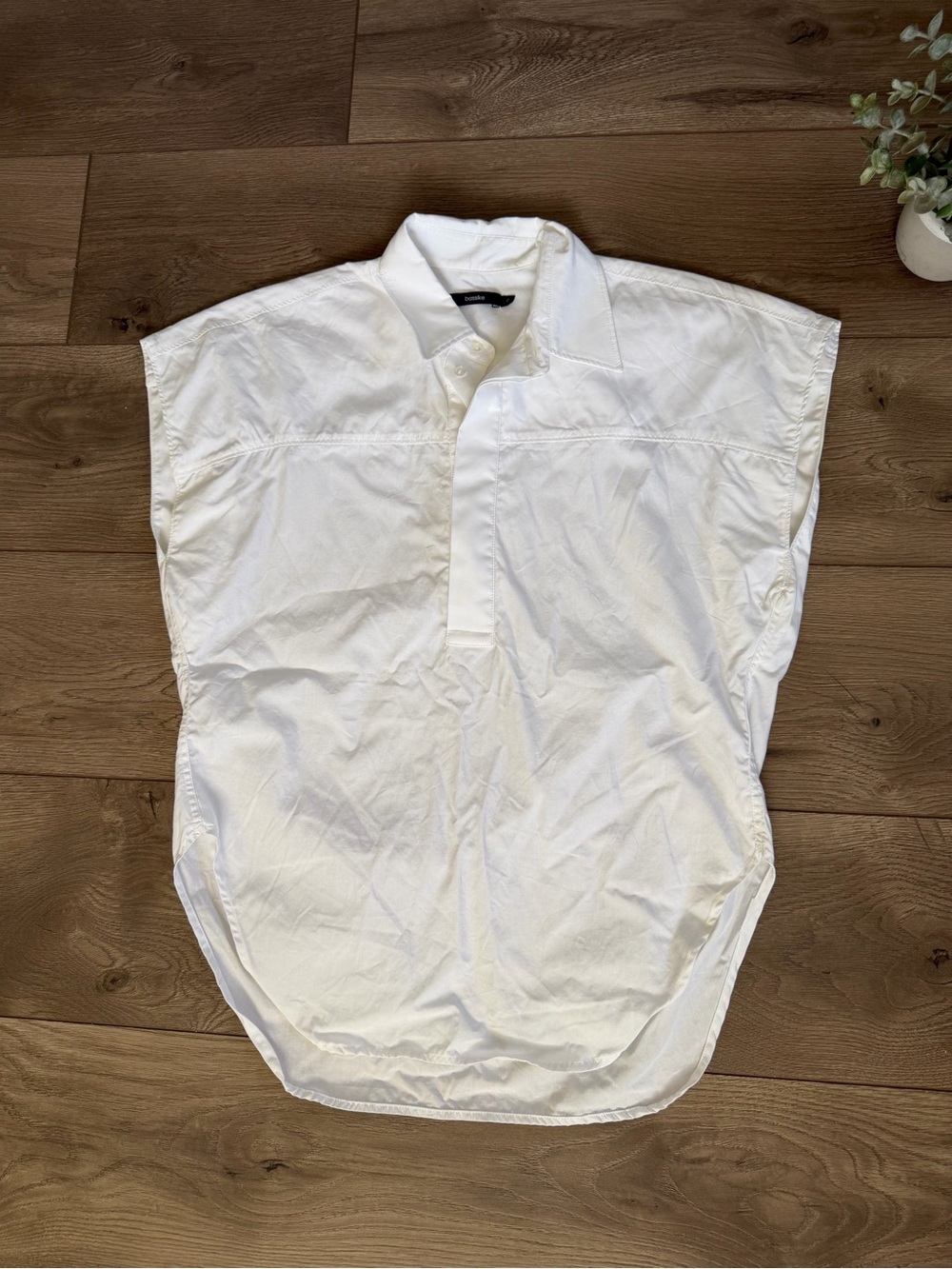 BASSIKE Women’s White Cap Sleeve Top Organic Cotton Size 0 (Small)